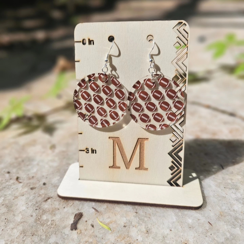 Acrylic Football Dangle Earrings